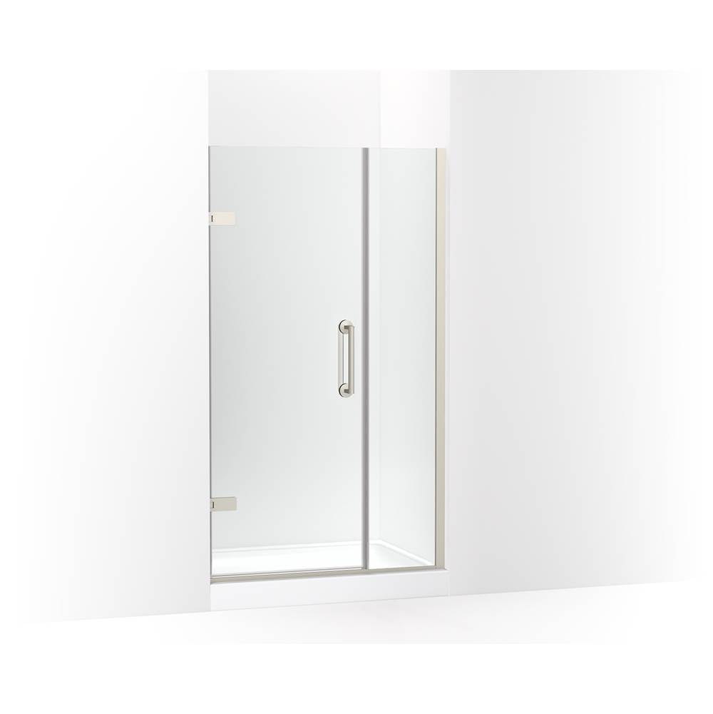 Kohler - ComponentsE Frameless pivot shower door, 71-9/16'' H x 39-5/8 - 40-3/8'' W, with 3/8'' thick Crystal Clear glass - Anodized Brushed Nickel