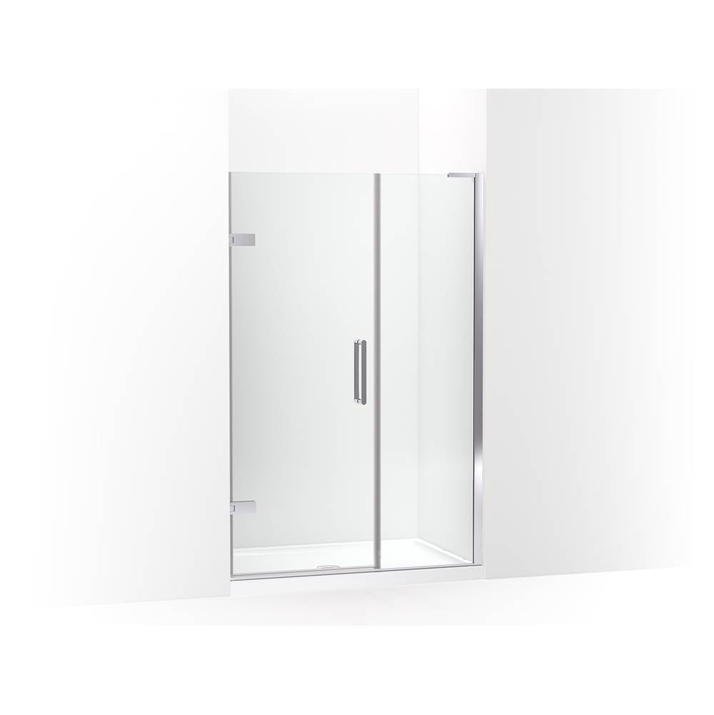 Kohler - ComposedE Frameless pivot shower door, 71-3/4'' H x 45-1/4 - 46'' W, with 3/8'' thick Crystal Clear glass - Bright Polished Silver