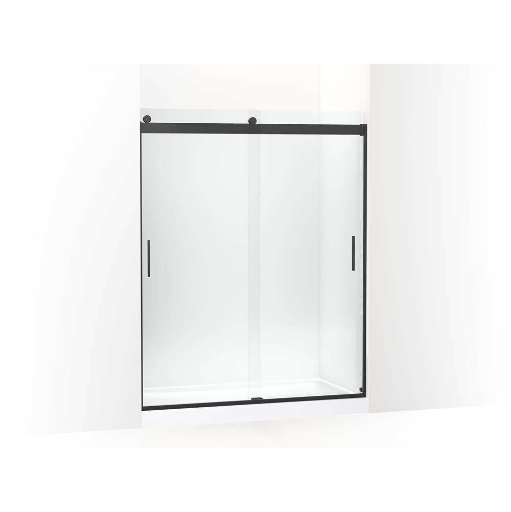 Kohler - Levity Sliding shower door, 74'' H x 56-5/8 - 59-5/8'' W, with 1/4'' thick Crystal Clear glass - Matte Black