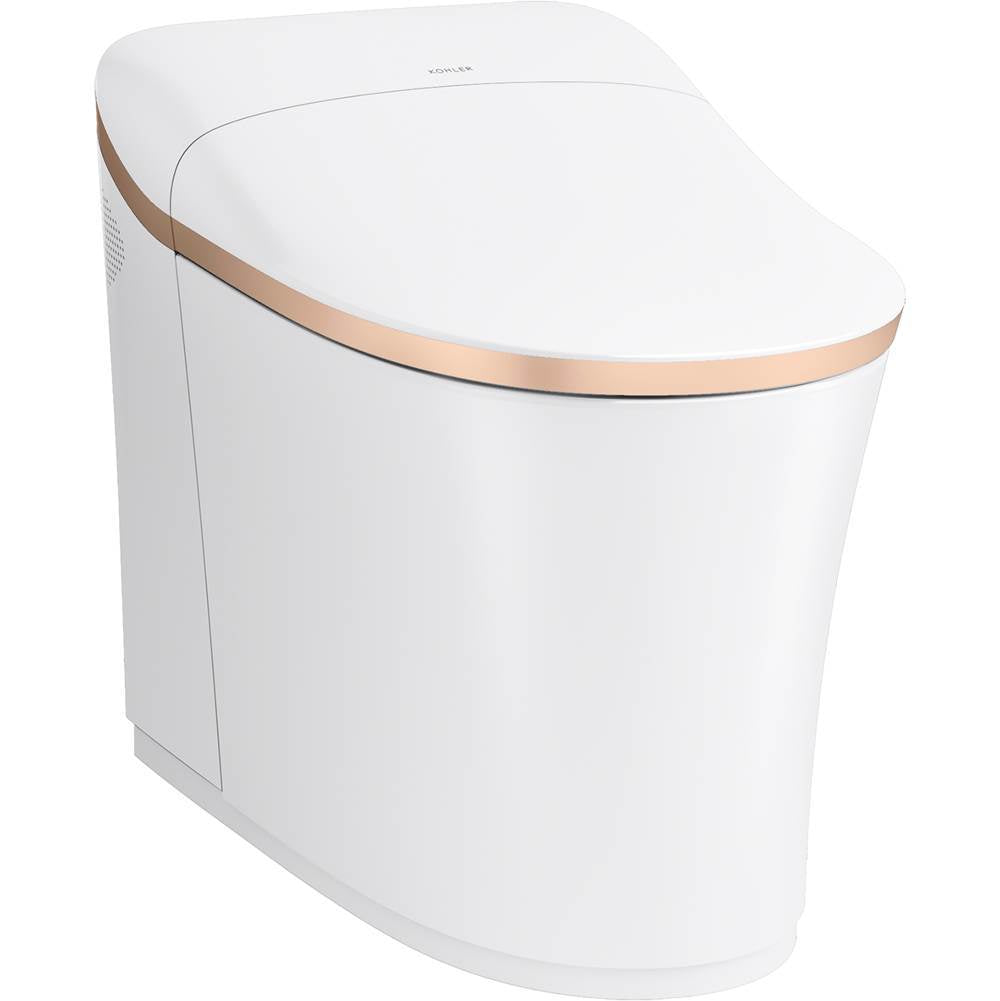 Kohler - Eir One-piece elongated smart toilet, dual-flush - White with Sunrise Gold Trim