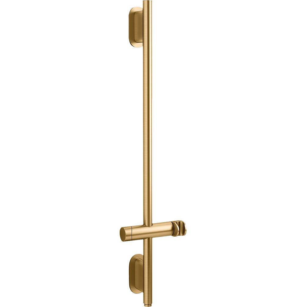 Kohler - Statement 32'' deluxe slidebar with integrated water supply - Vibrant Brushed Moderne Brass