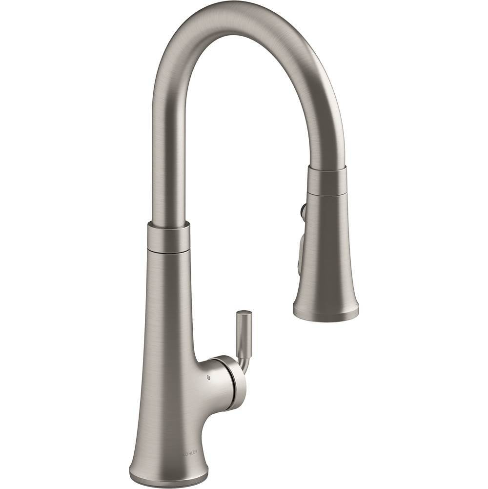 Kohler - Tone Touchless pull-down kitchen sink faucet with three-function sprayhead - Vibrant Stainless