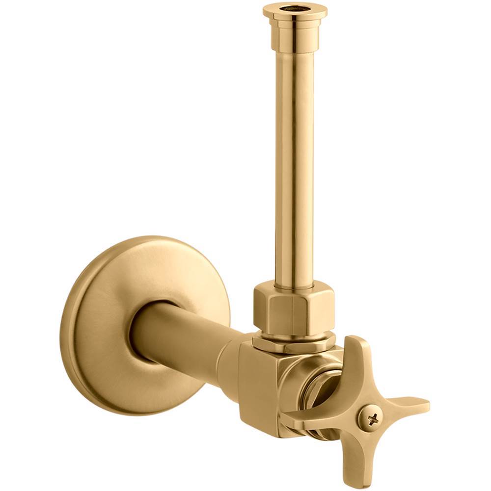 Kohler - 1/2'' angle supply with stop, cross handle and rigid vertical tube - Vibrant Brushed Moderne Brass
