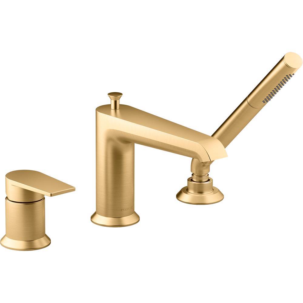 Kohler - Hint Deck-mount bath faucet with handshower - Vibrant Brushed Moderne Brass