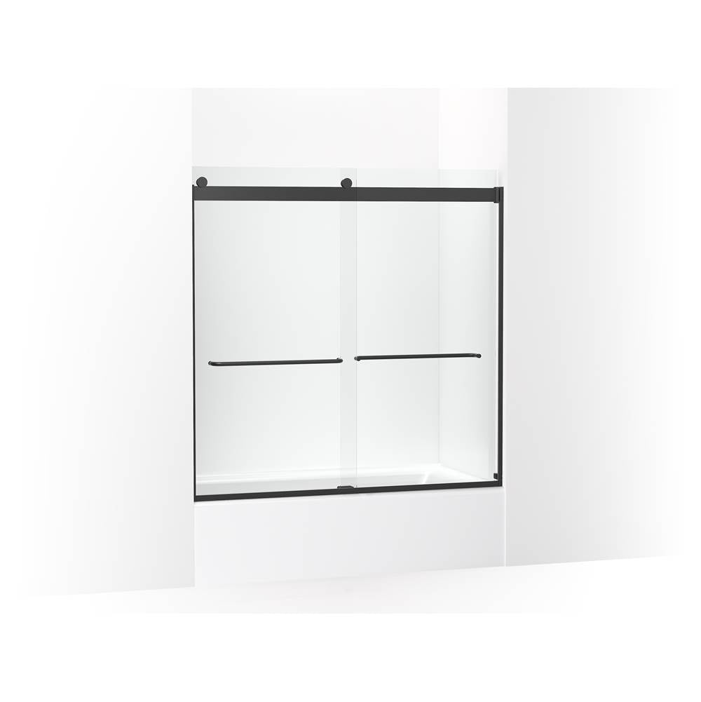 Kohler - Levity Sliding bath door, 59-3/4'' H x 56-5/8 - 59-5/8'' W, with 1/4'' thick Crystal Clear glass - Matte Black