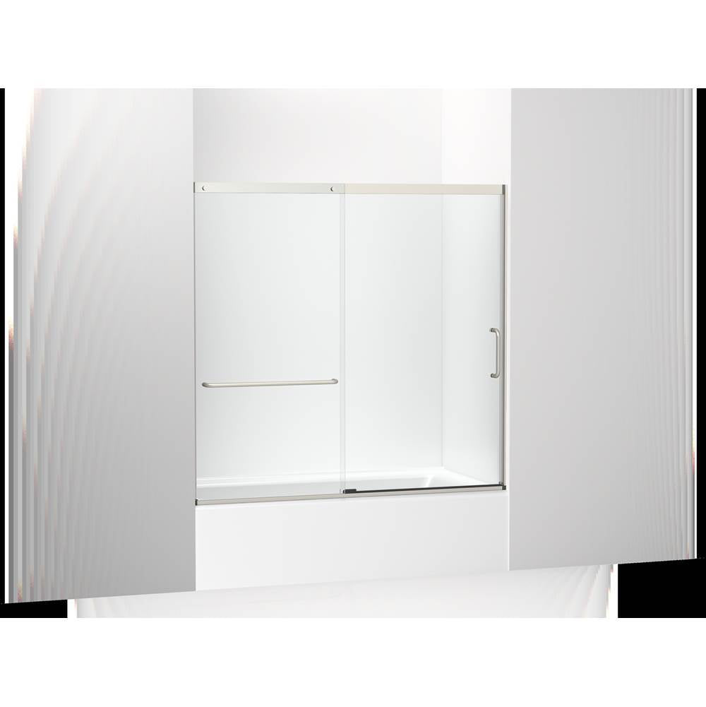 Kohler - Elate Sliding bath door, 56-3/4'' H x 56-1/4 - 59-5/8'' W with heavy 5/16'' thick Crystal Clear glass - Matte Nickel