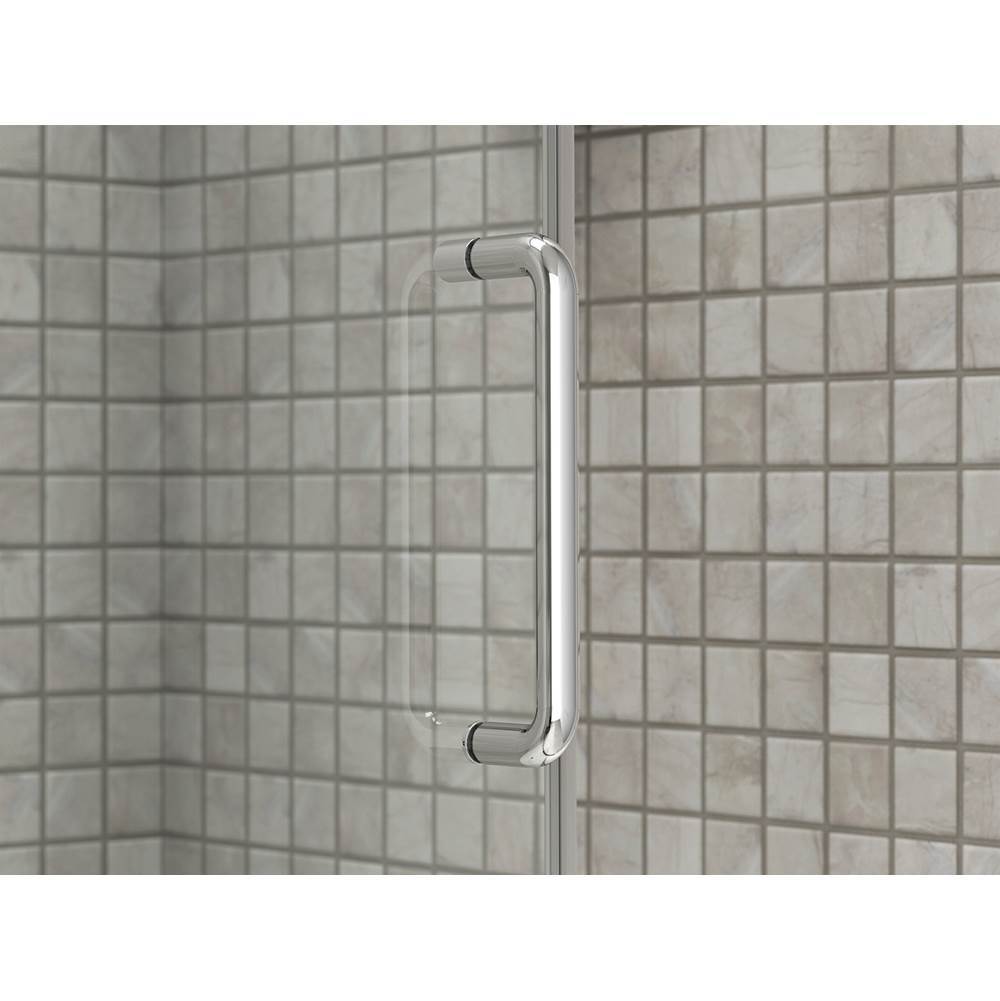 Elate Sliding bath door, 56-3/4'' H x 56-1/4 - 59-5/8'' W with heavy 5/16'' thick Crystal Clear glass with privacy band