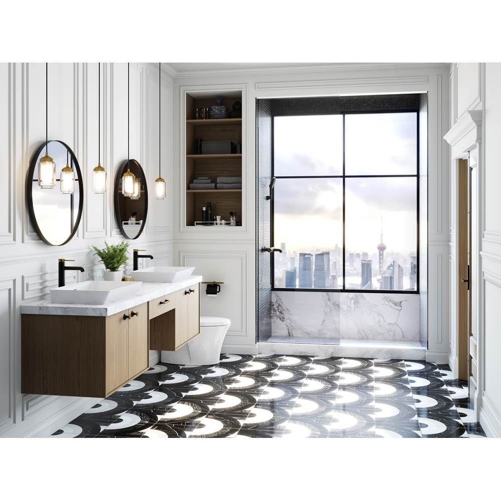 Brazn One-piece compact elongated toilet with skirted trapway, dual-flush