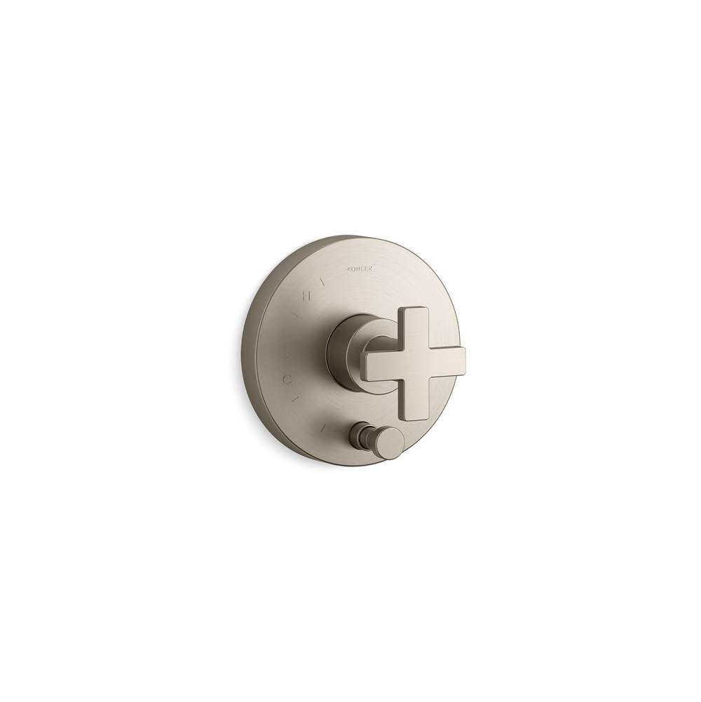 Kohler - Composed Rite-Temp valve trim with push-button diverter and cross handle - Vibrant Brushed Nickel