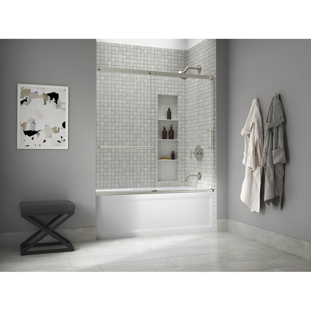 Elate Sliding bath door, 56-3/4'' H x 56-1/4 - 59-5/8'' W with heavy 5/16'' thick Crystal Clear glass