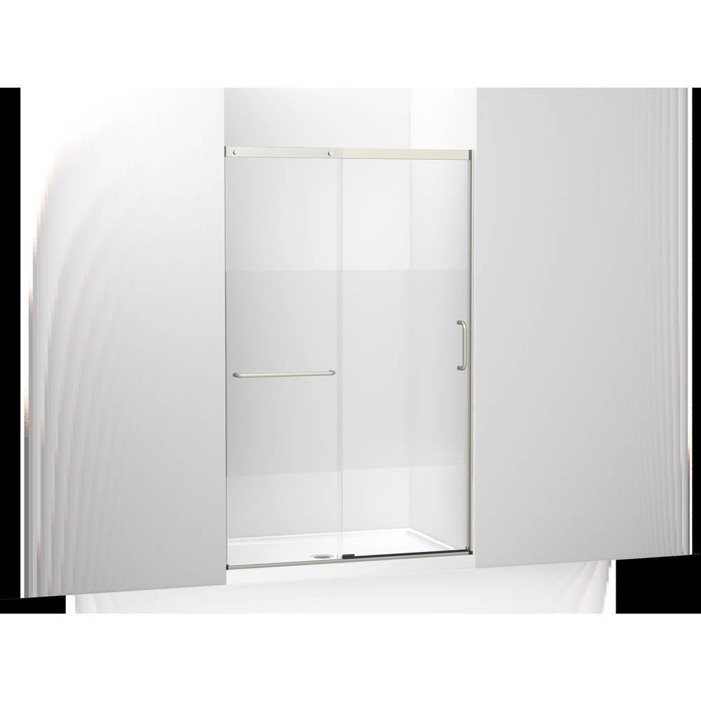 Kohler - Elate Sliding shower door, 75-1/2'' H x 44-1/4 - 47-5/8'' W, with heavy 5/16'' thick Crystal Clear glass with privacy band - Matte Nickel