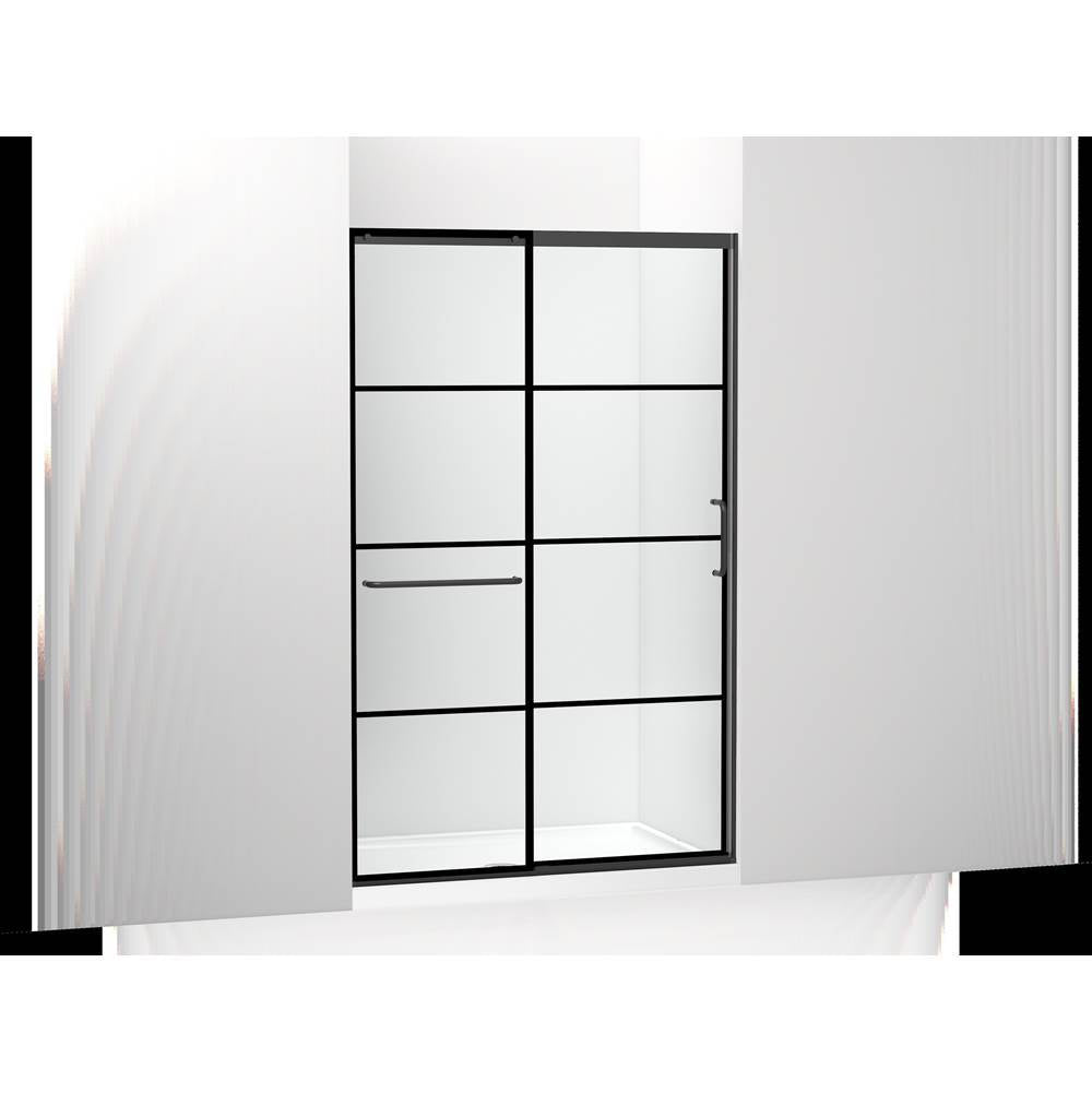 Kohler - Elate Sliding shower door, 75-1/2'' H x 44-1/4 - 47-5/8'' W, with heavy 5/16'' thick Crystal Clear glass with rectangular grille pattern - Matte Black