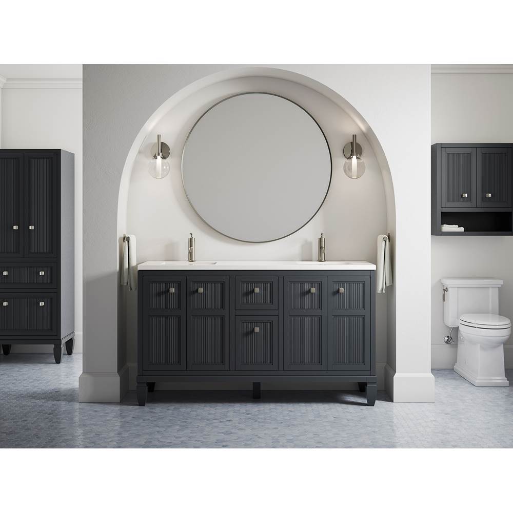 Hearthaven 60'' bathroom vanity cabinet with sinks and quartz top