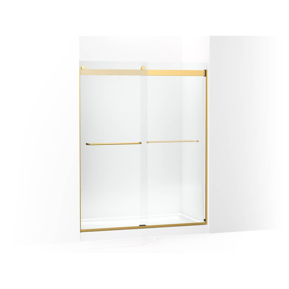 Kohler - Levity 74'' H sliding shower door with 1/4''-thick glass - Vibrant Brushed Moderne Brass