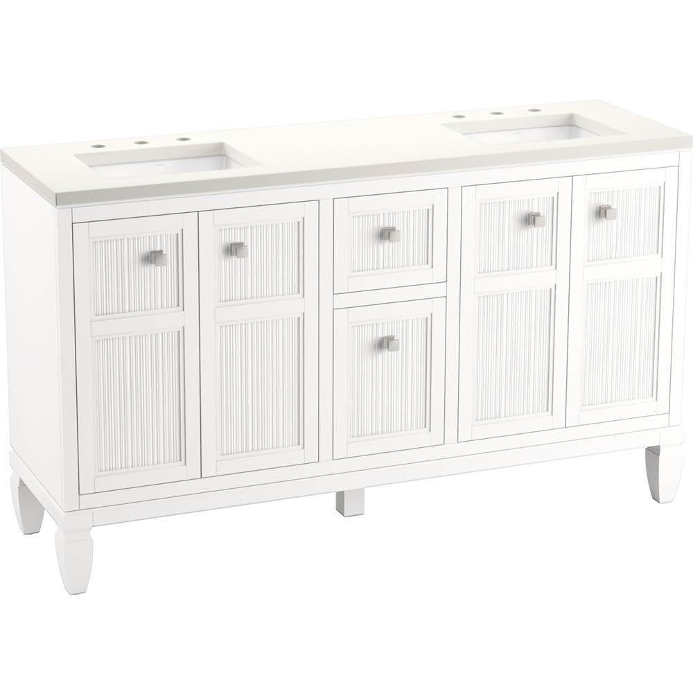 Kohler - Hearthaven 60'' bathroom vanity cabinet with sinks and quartz top - White