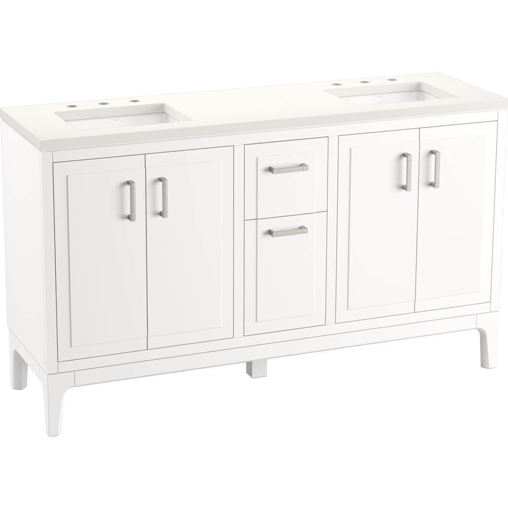 Kohler - Seer 60'' bathroom vanity cabinet with sinks and quartz top - White