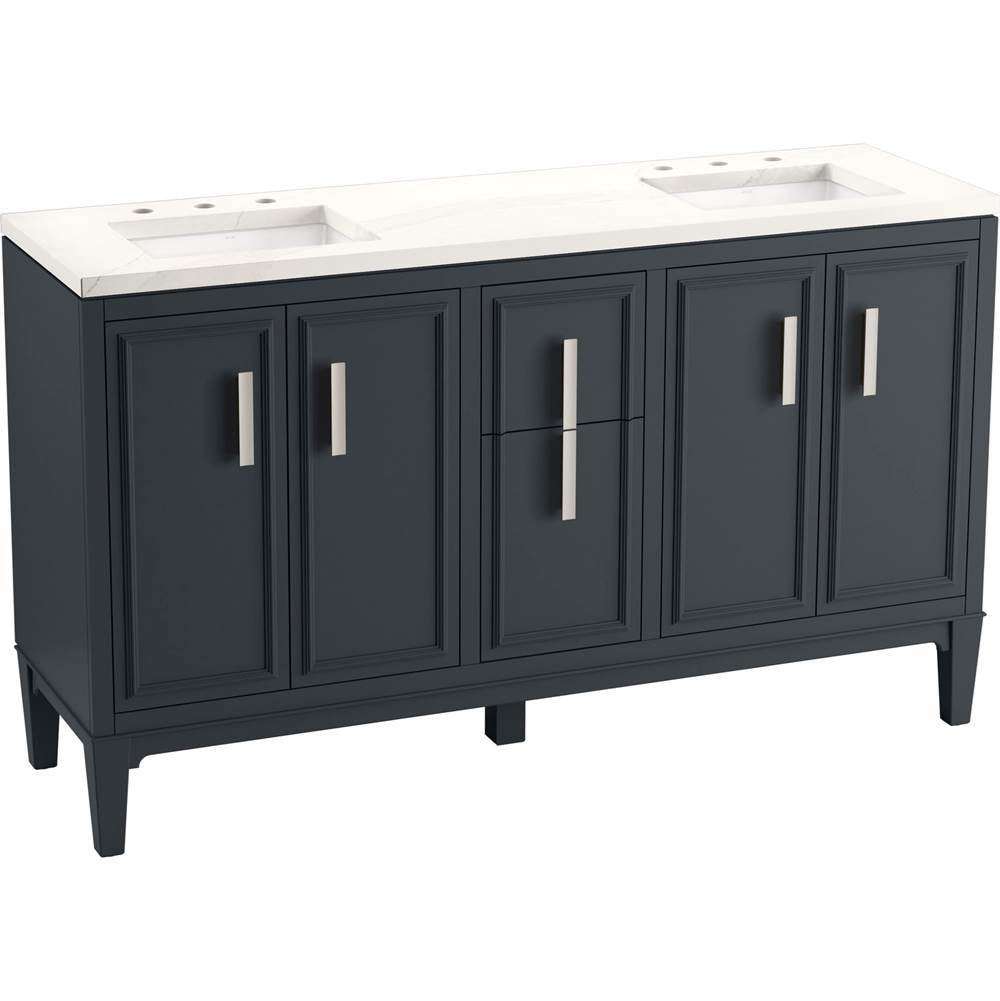 Kohler - Southerk 60'' bathroom vanity cabinet with sinks and quartz top - Slate Grey