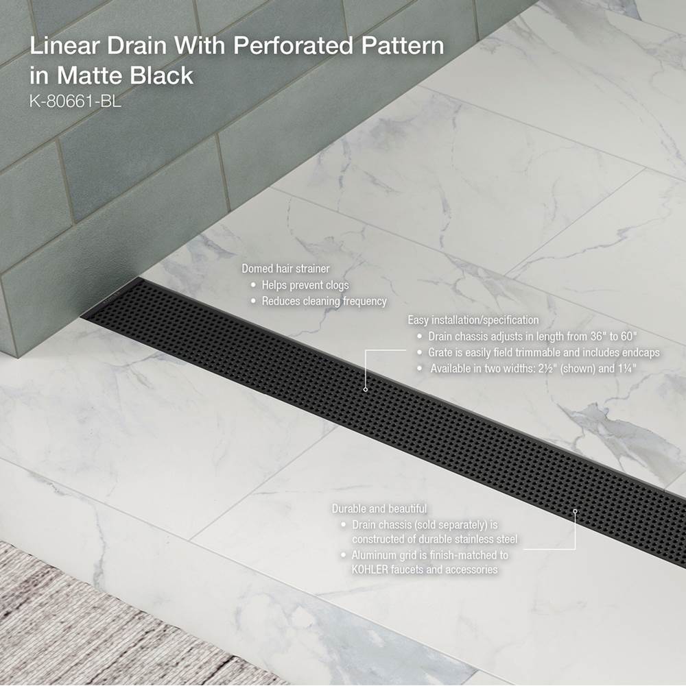 2-1/2'' x 48'' linear drain grate with perforated pattern