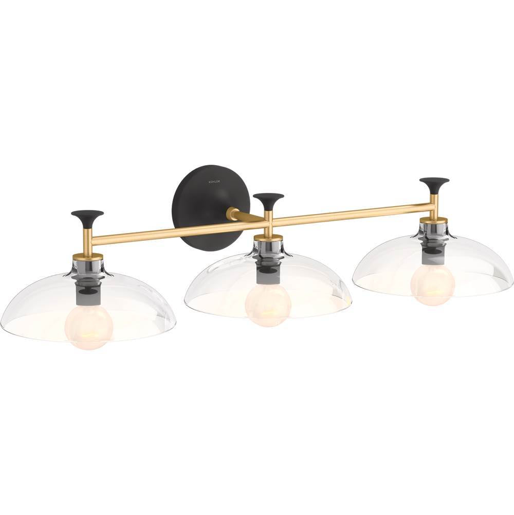Kohler - ToneE Three-light sconce - Black with Brass Trim