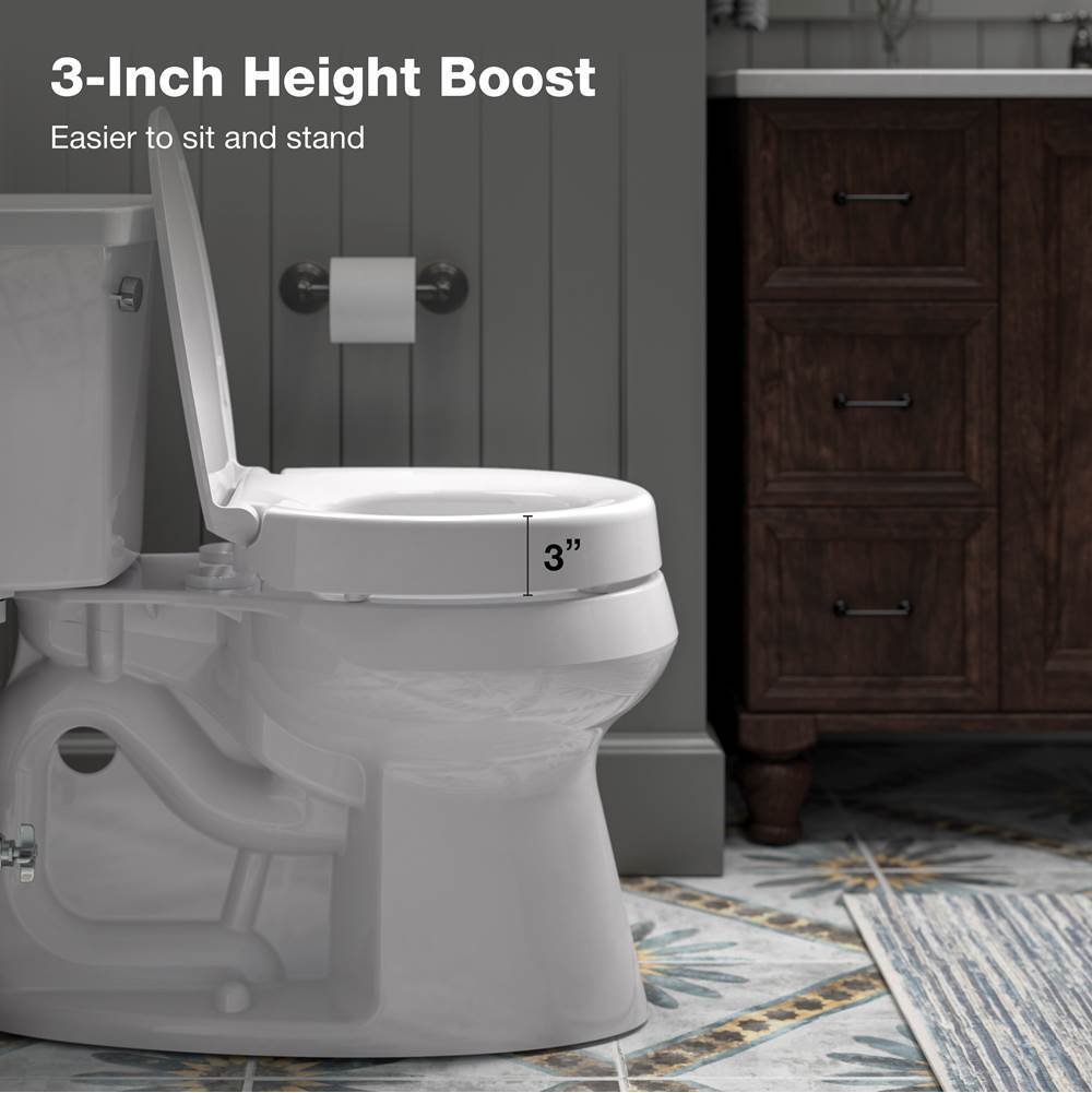 Hyten Elevated Quiet-CloseE round-front toilet seat