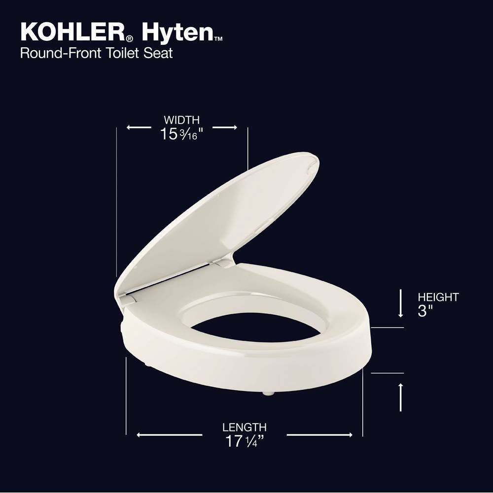 Hyten Elevated Quiet-CloseE round-front toilet seat