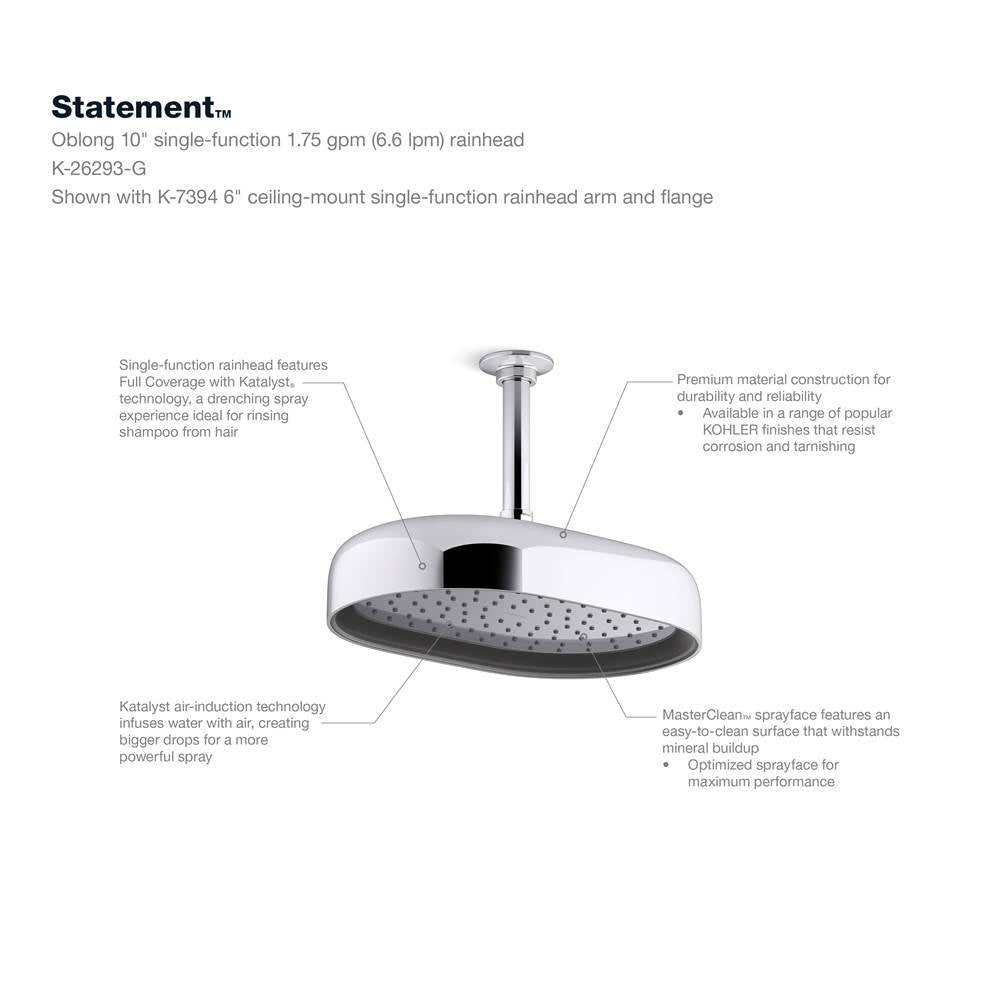 Statement Oblong 12'' single-function rainhead, 1.75 gpm