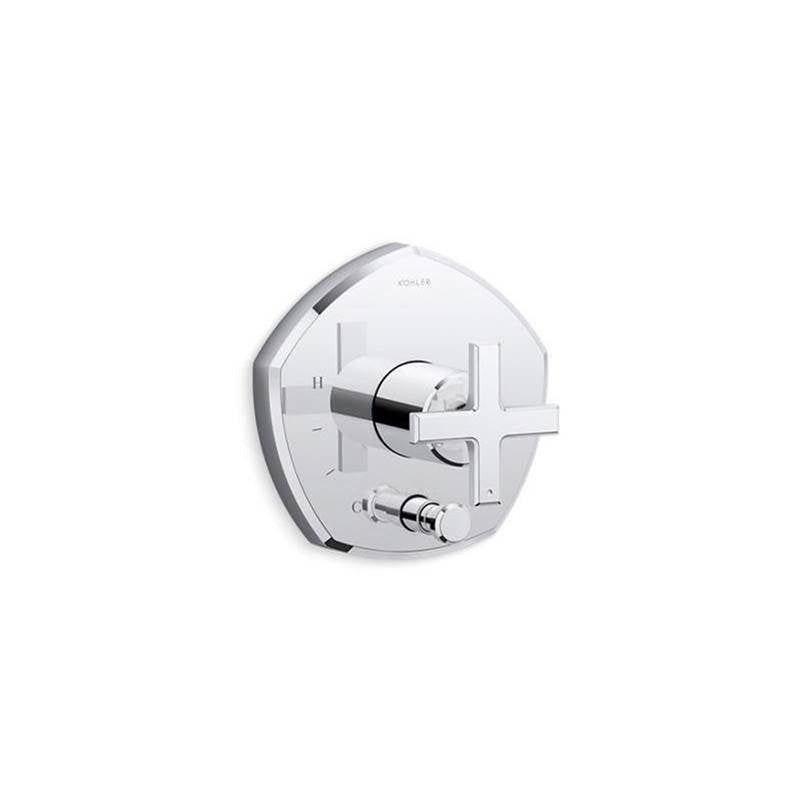 Occasion Rite-Temp valve trim with push-button diverter and cross handle