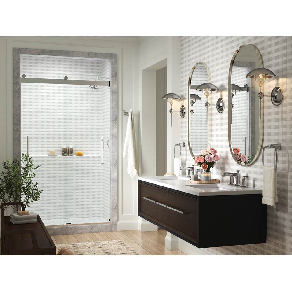 Levity Plus Frameless sliding shower door, 81-5/8'' H x 44-5/8 - 47-5/8'' W, with 3/8''-thick Crystal Clear glass