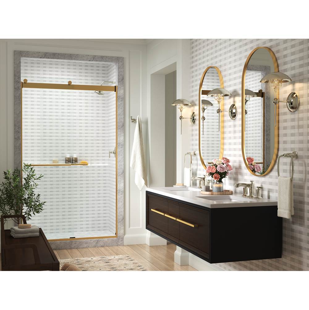 Levity Plus Frameless sliding shower door, 81-5/8'' H x 44-5/8 - 47-5/8'' W, with 3/8''-thick Crystal Clear glass