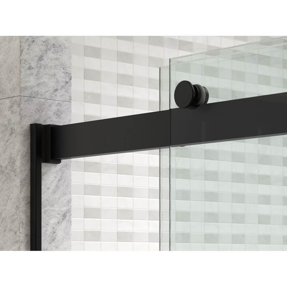 Levity Plus 61-9/16'' H sliding bath door with 3/8''-thick glass
