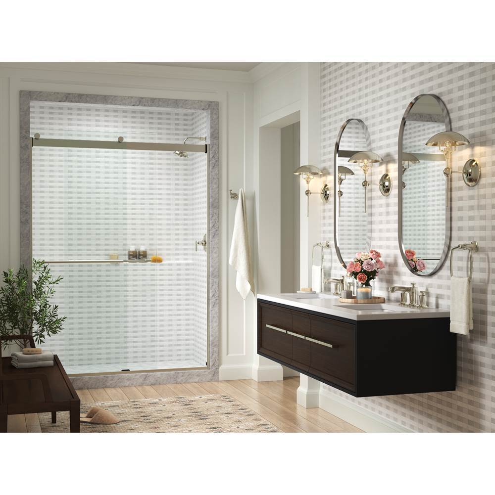 Levity Plus 81-5/8'' H sliding shower door with 3/8''-thick glass