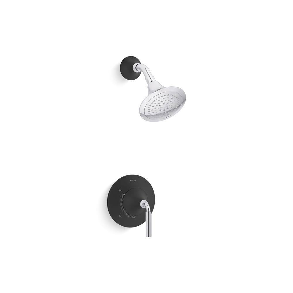 Kohler - ToneE Rite-Temp shower trim kit, 1.75 gpm - Polished Chrome With Matte Black