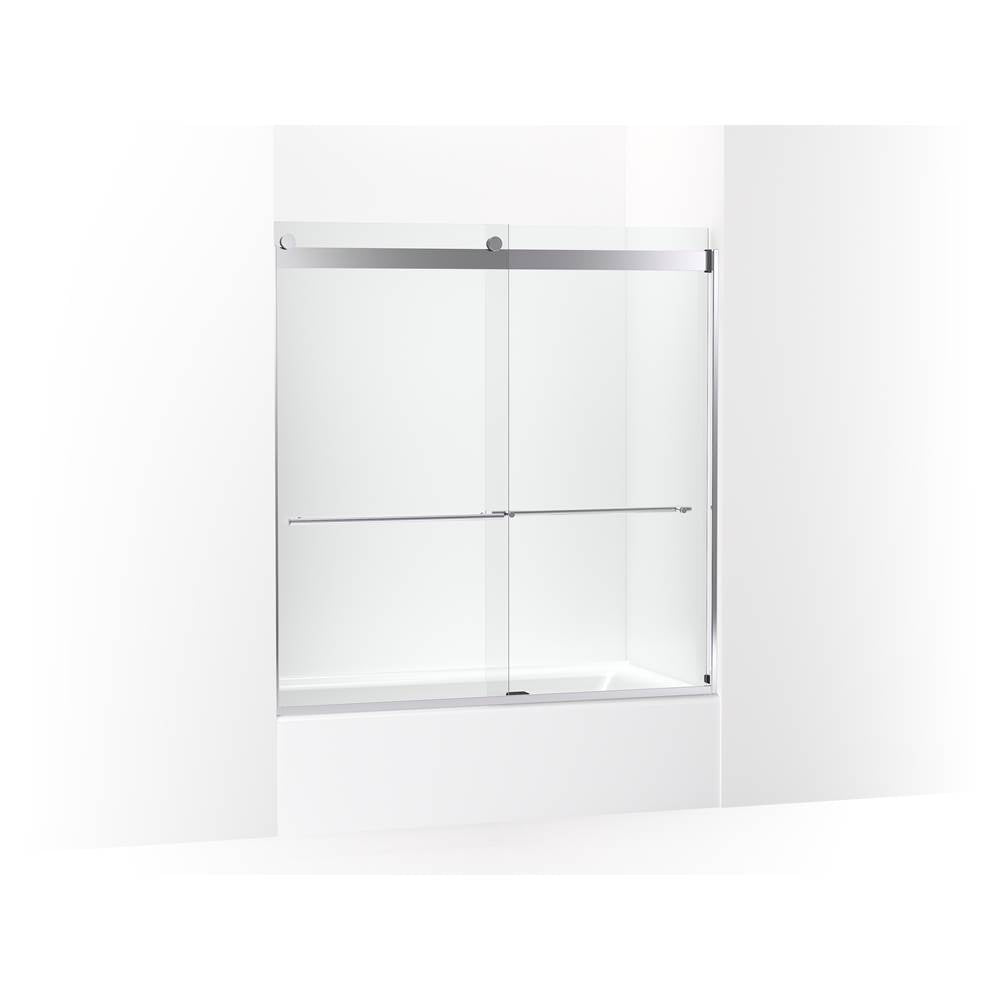 Kohler - Levity Plus Frameless sliding bath door, 61-9/16'' H x 56-5/8 - 59-5/8'' W, with 5/16''-thick Crystal Clear glass - Bright Polished Silver