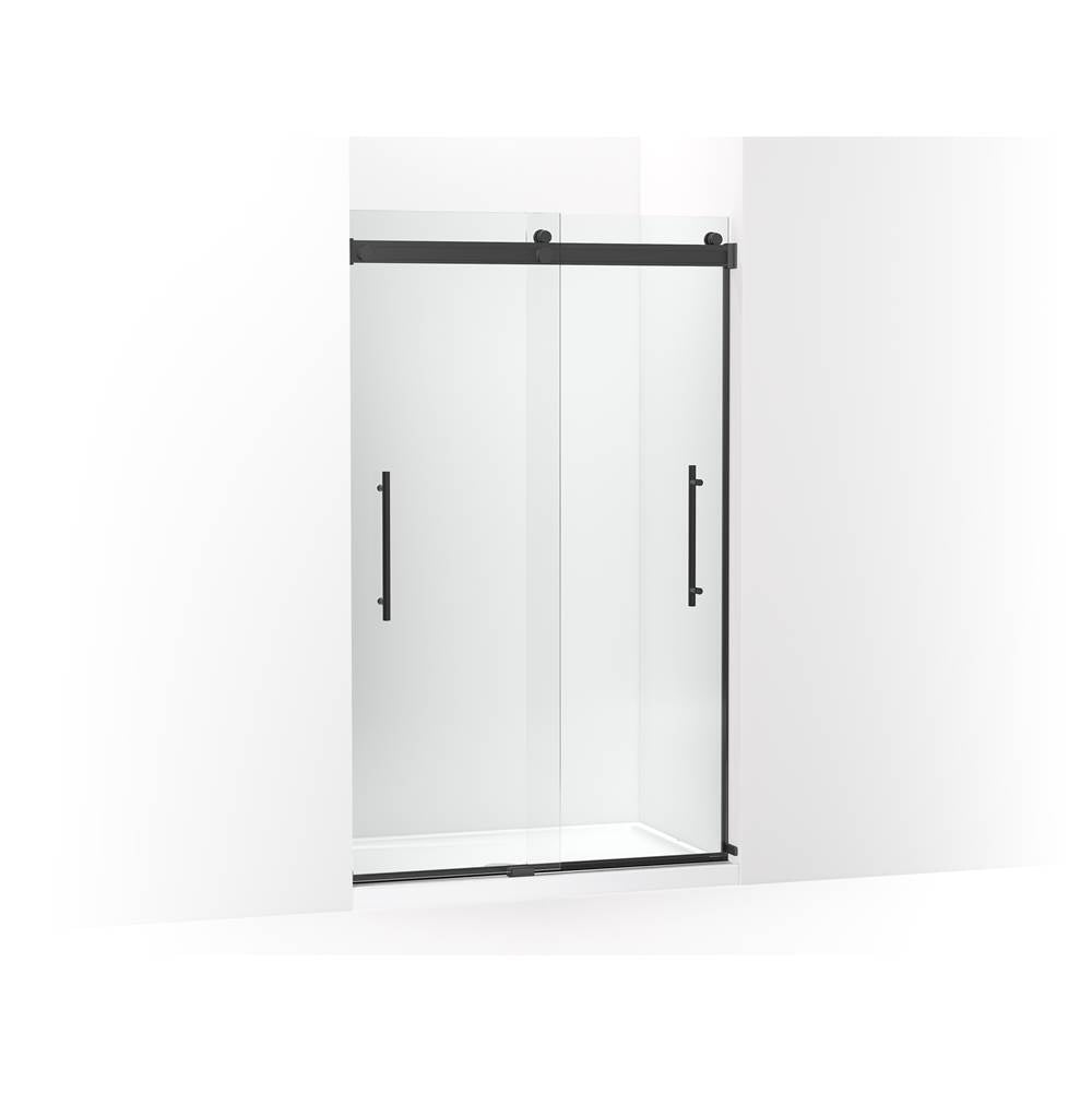 Kohler - Levity Plus Frameless sliding shower door, 77-9/16'' H x 44-5/8 - 47-5/8'' W, with 5/16''-thick Crystal Clear glass - Matte Black