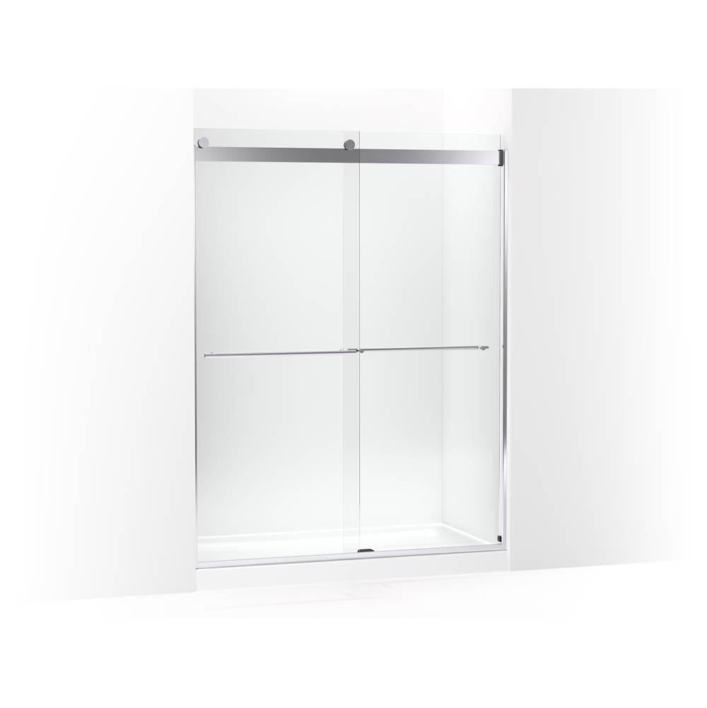 Kohler - Levity Plus Frameless sliding shower door, 77-9/16'' H x 56-5/8 - 59-5/8'' W, with 5/16''-thick Crystal Clear glass - Bright Polished Silver