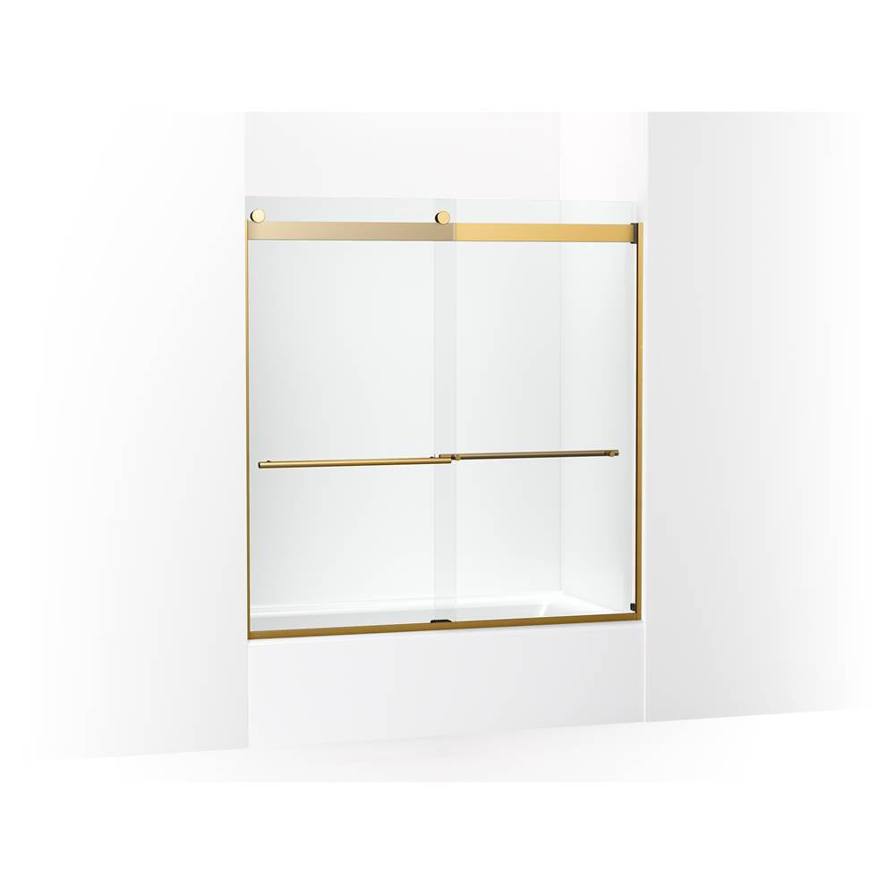 Kohler - Levity Plus 61-9/16'' H sliding bath door with 3/8''-thick glass - Vibrant Brushed Moderne Brass