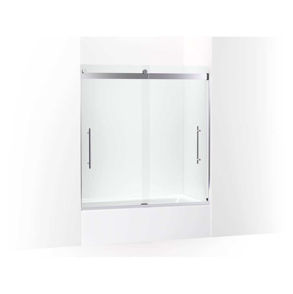 Kohler - Levity Plus Frameless sliding bath door, 61-9/16'' H x 56-5/8 - 59-5/8'' W, with 3/8''-thick Crystal Clear glass - Bright Polished Silver