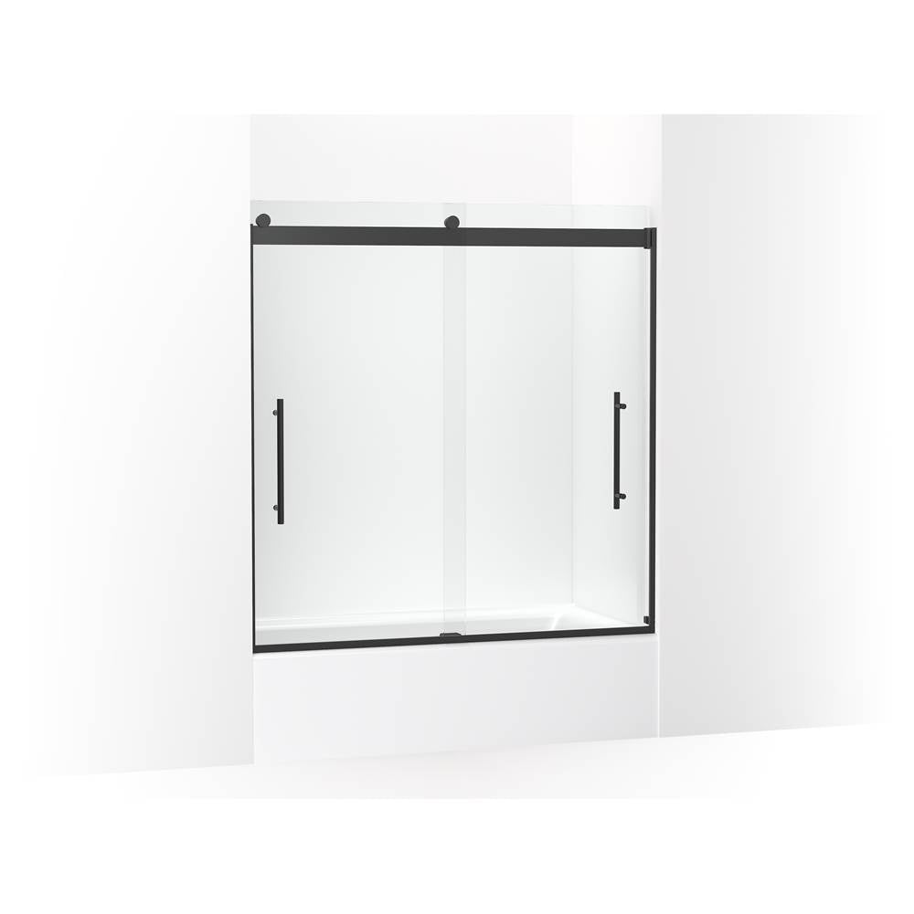 Kohler - Levity Plus Frameless sliding bath door, 61-9/16'' H x 56-5/8 - 59-5/8'' W, with 3/8''-thick Crystal Clear glass - Matte Black
