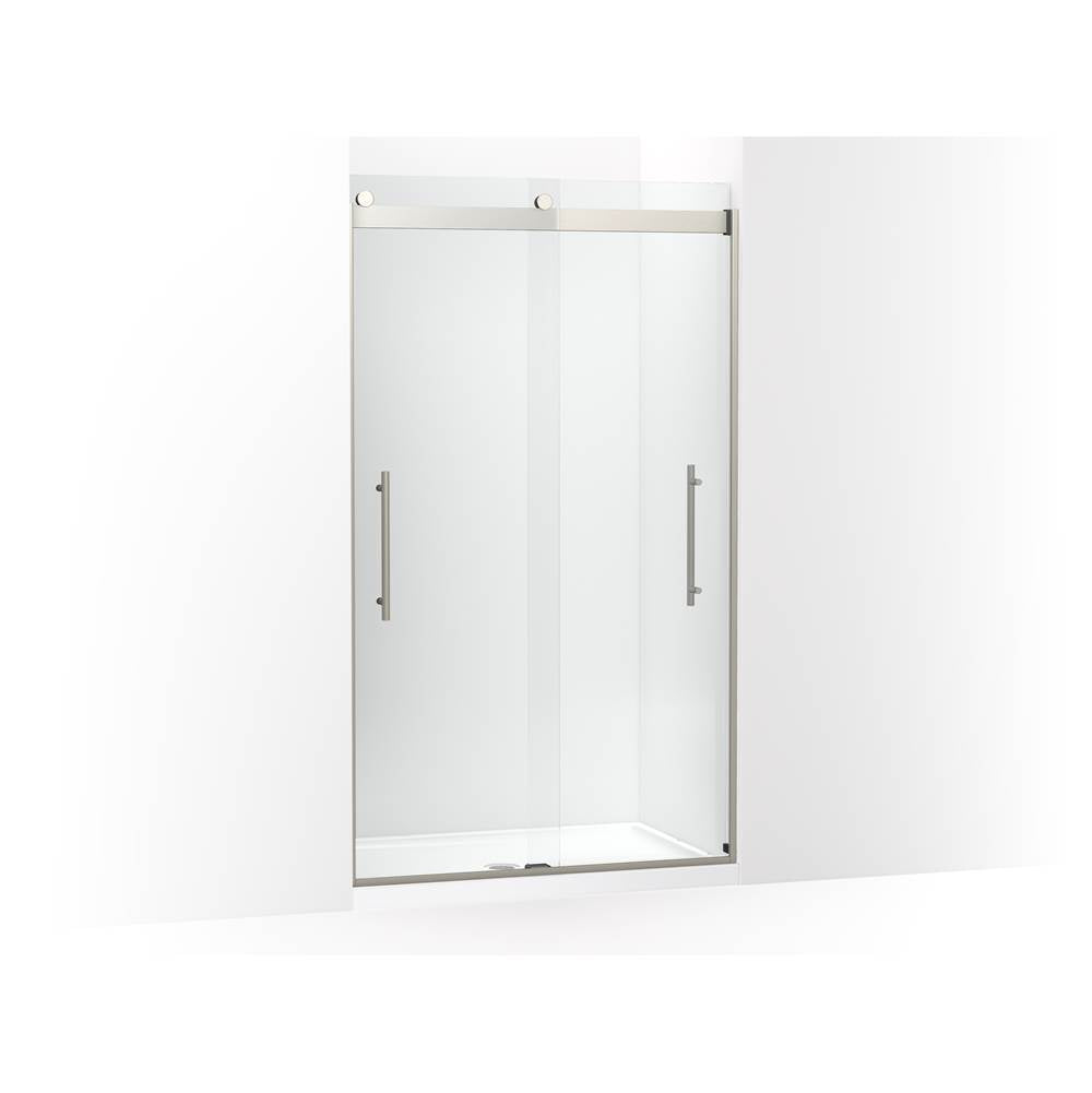 Kohler - Levity Plus Frameless sliding shower door, 81-5/8'' H x 44-5/8 - 47-5/8'' W, with 3/8''-thick Crystal Clear glass - Anodized Brushed Nickel