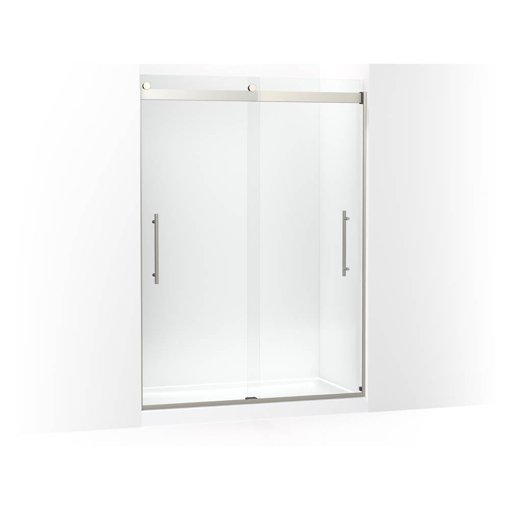 Kohler - Levity Plus Frameless sliding shower door, 81-5/8'' H x 56-5/8 - 59-5/8'' W, with 3/8''-thick Crystal Clear glass - Anodized Brushed Nickel