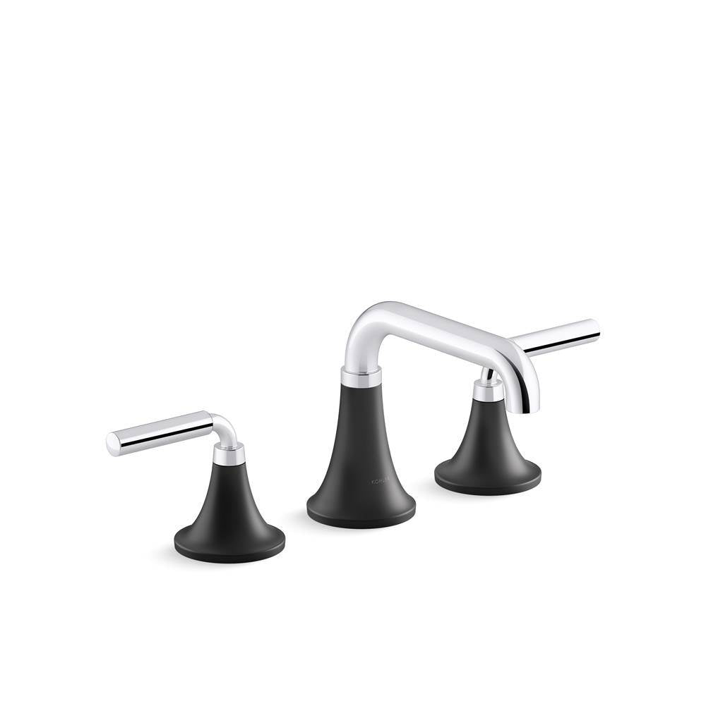 Kohler - ToneE Widespread bathroom sink faucet, 1.2 gpm - Polished Chrome With Matte Black