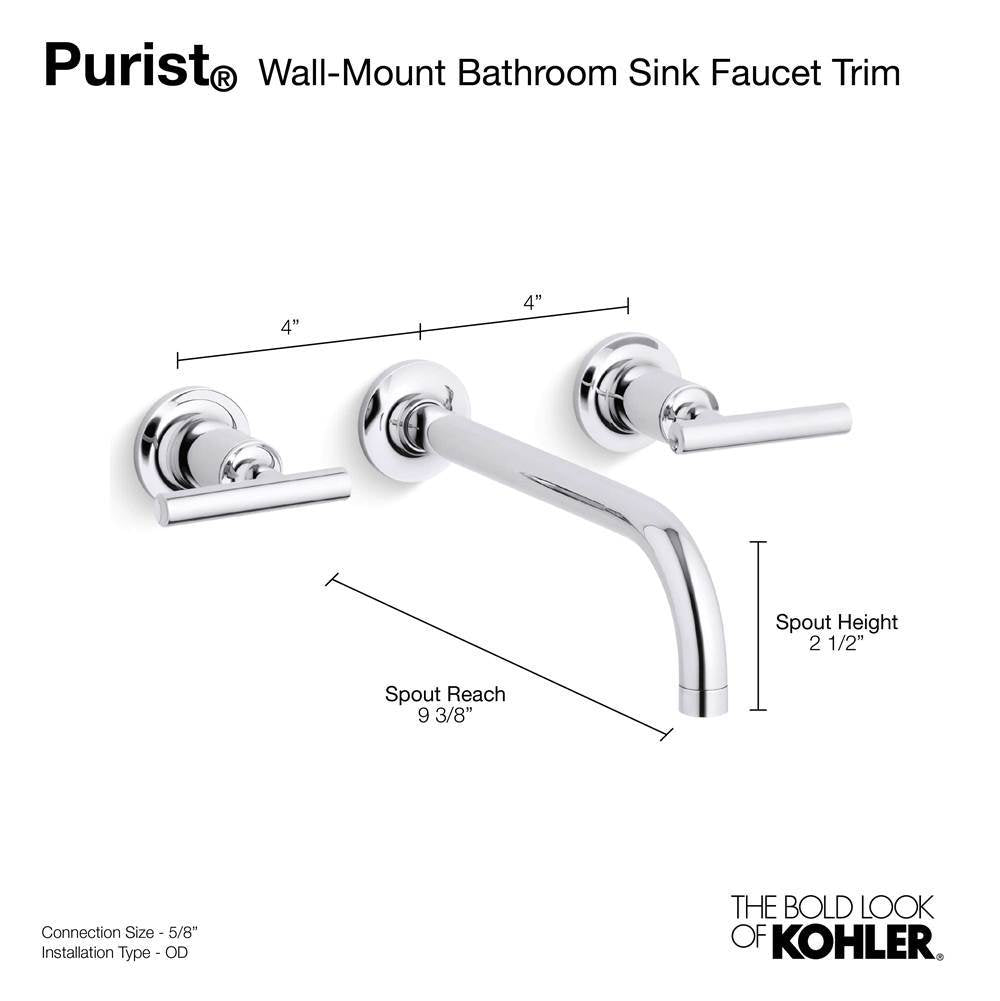 Purist Wall-mount bathroom sink faucet trim with Lever handles, 1.2 gpm