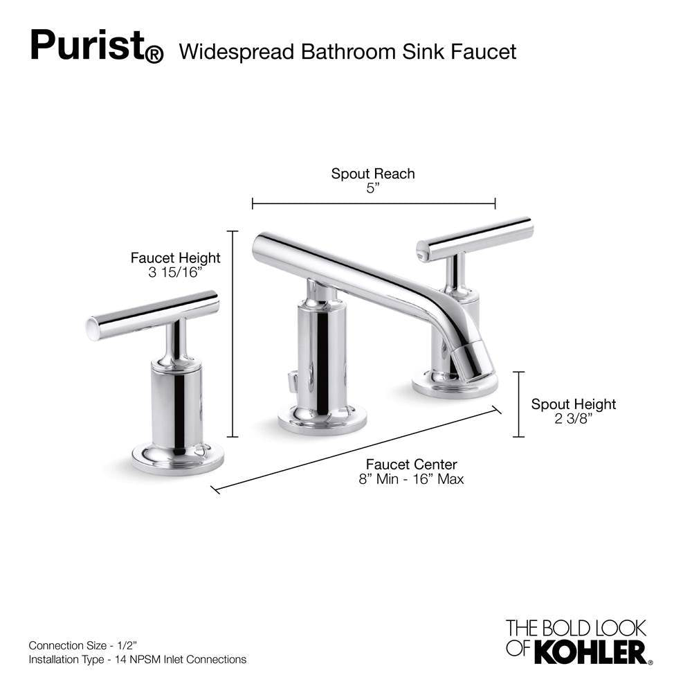Purist Widespread bathroom sink faucet with Lever handles, 1.2 gpm