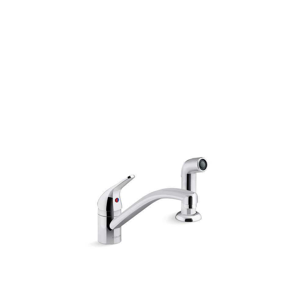 Kohler - Jolt Single-handle kitchen sink faucet with side sprayer - Polished Chrome