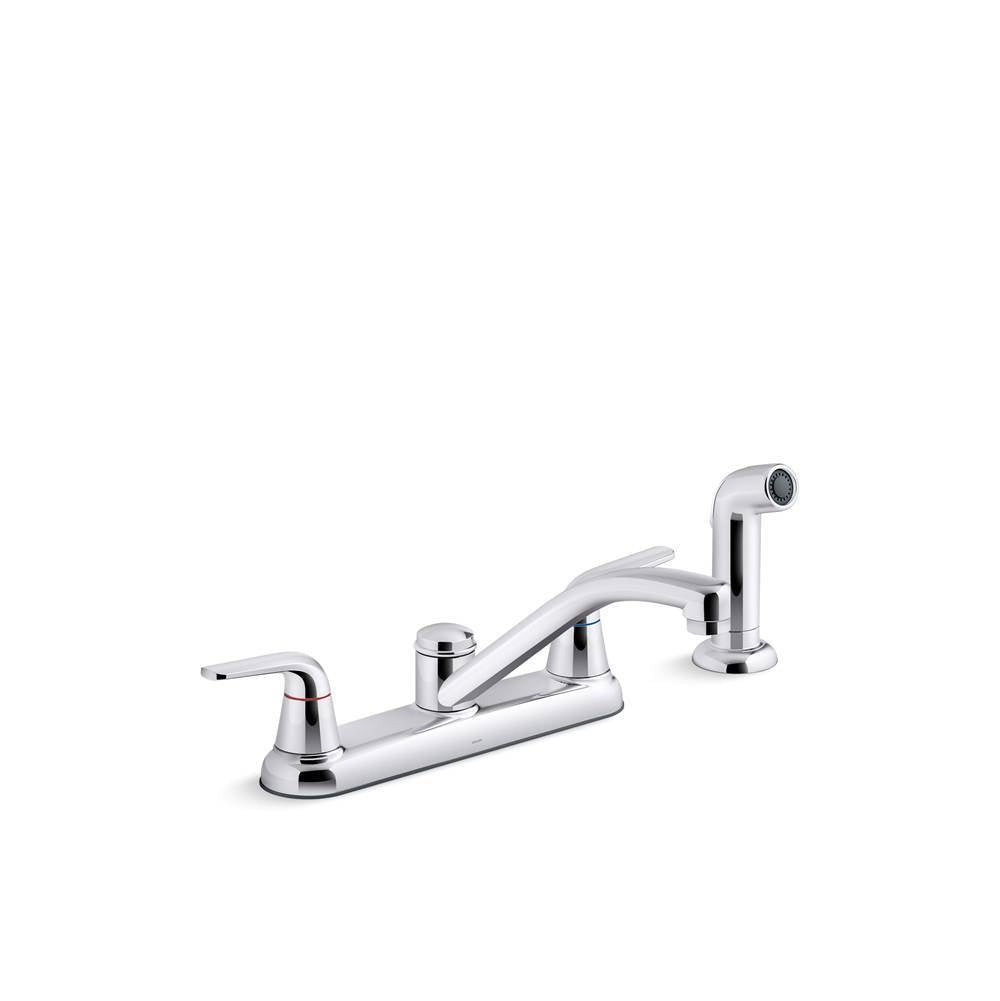 Kohler - Jolt Two-handle kitchen sink faucet with side sprayer - Polished Chrome