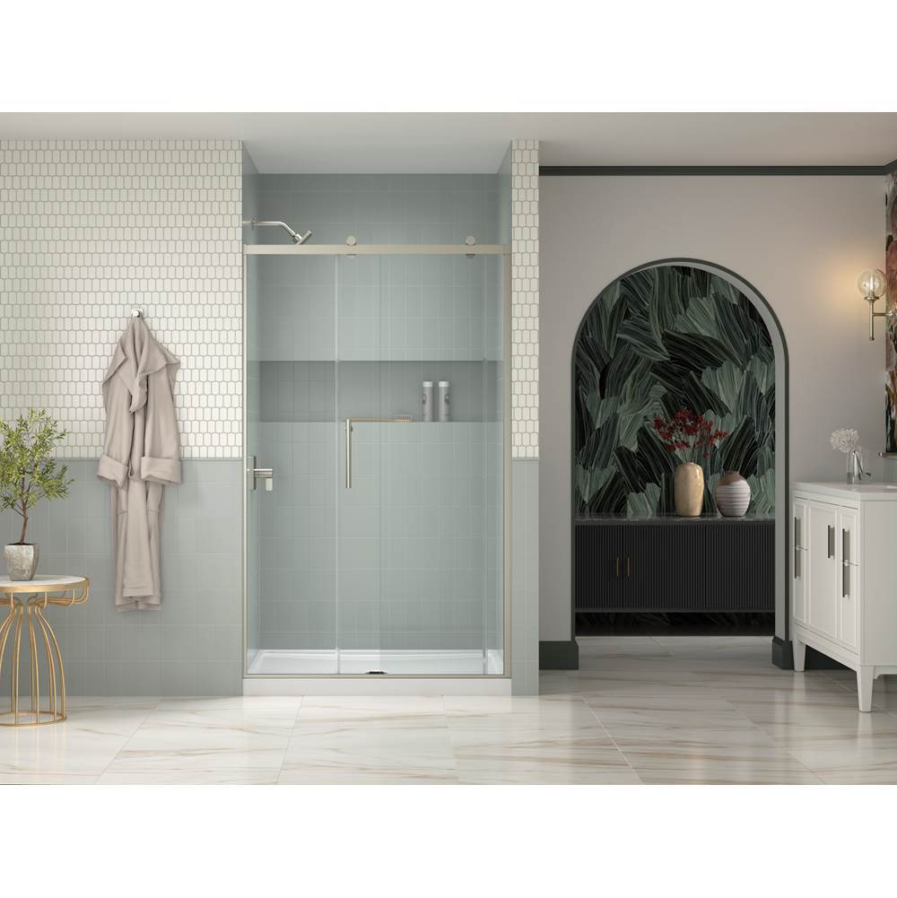 Rely 77'' H sliding shower door with 3/8''-thick glass