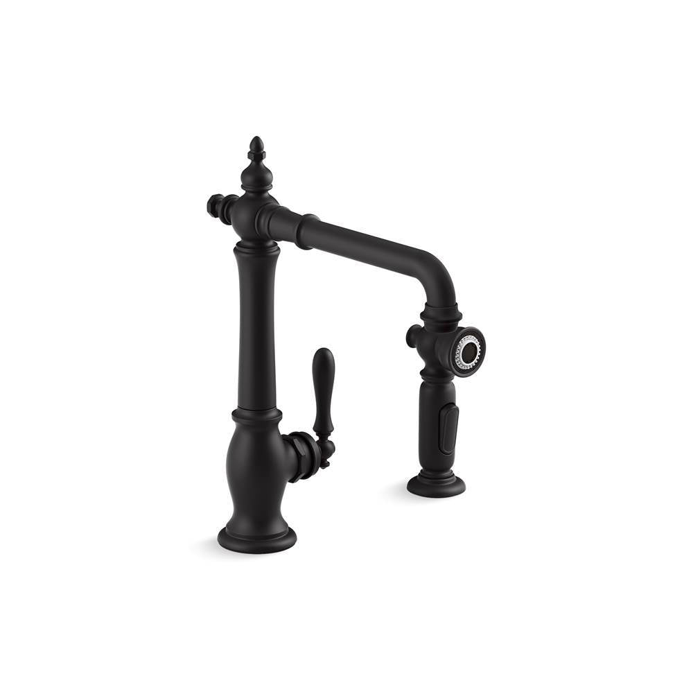 Kohler - Artifacts Single-handle kitchen sink faucet with side sprayer - Matte Black