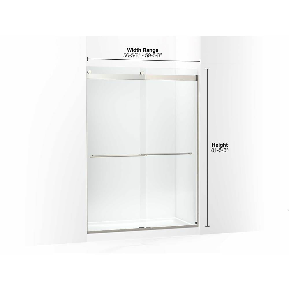 Levity Plus 81-5/8'' H sliding shower door with 3/8''-thick glass