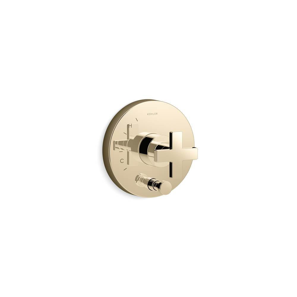 Kohler - Composed Rite-Temp valve trim with push-button diverter and cross handle - Vibrant French Gold