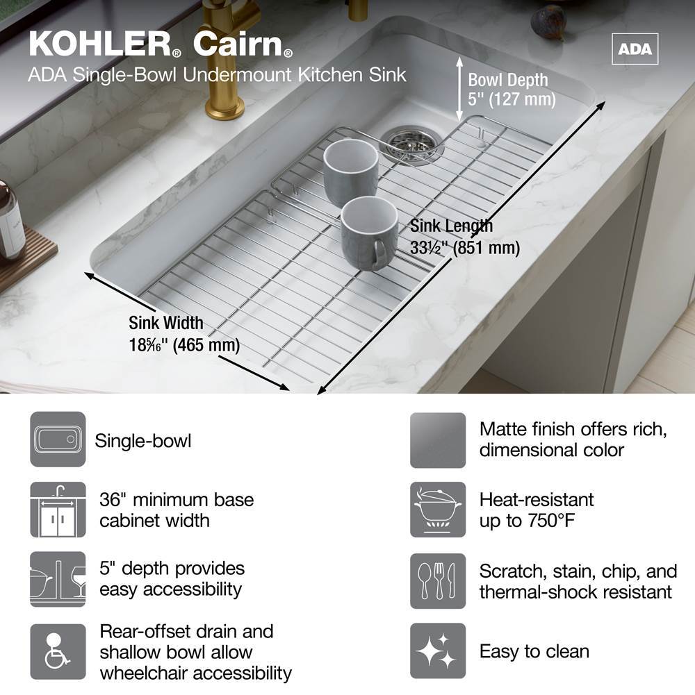 Cairn 33'' undermount single-bowl kitchen sink